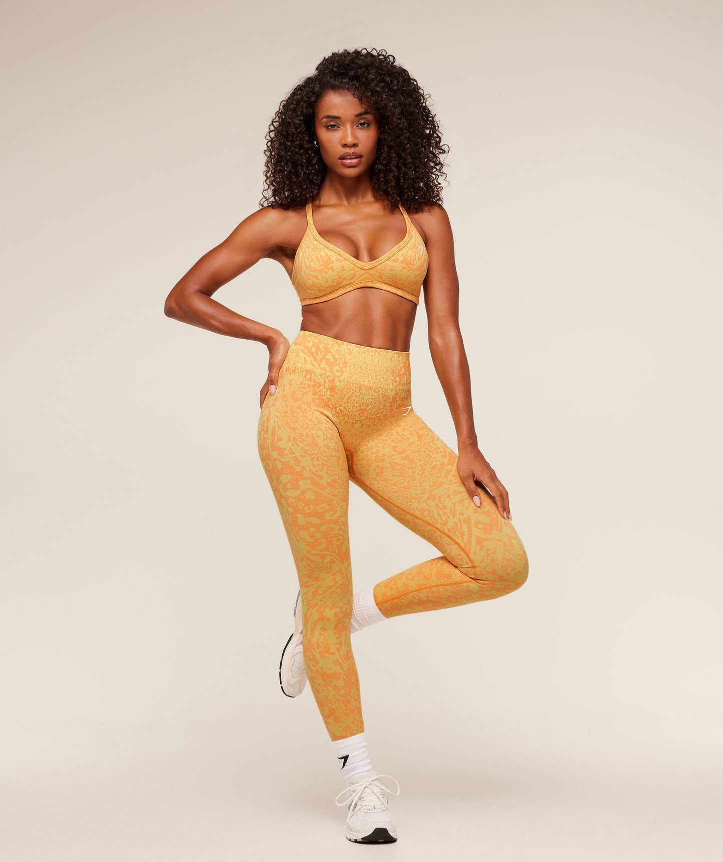 GSW-0106 Adapt Animal X Whitney Sports Bra - Sorbet Yellow / Dayglow Peach