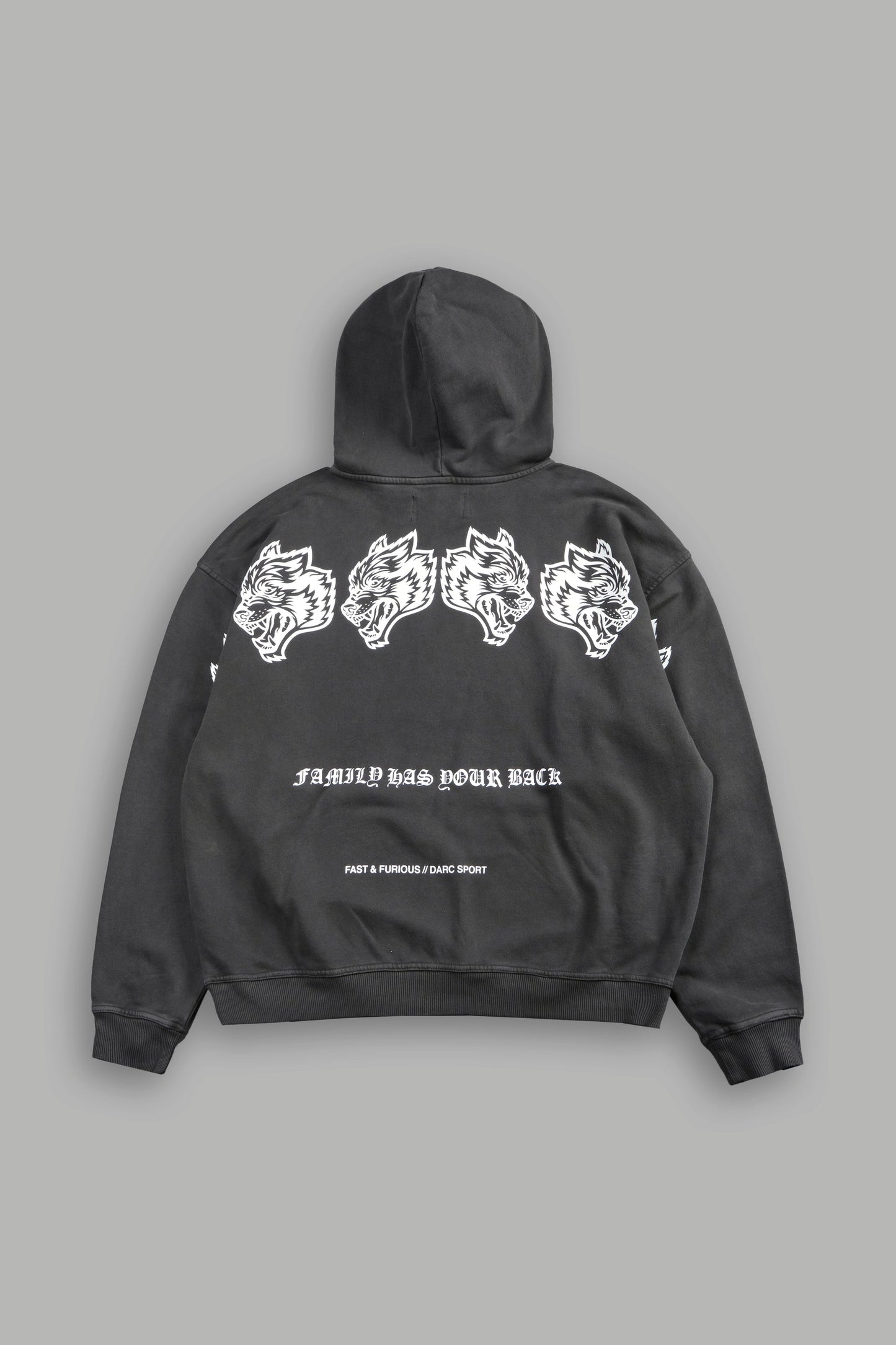 DS-0285 Family Has Your Back Pierce Hoodie in Wolf Gray