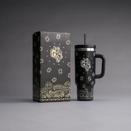 DSA-0001 Western Wolf Travel Tumbler in Black