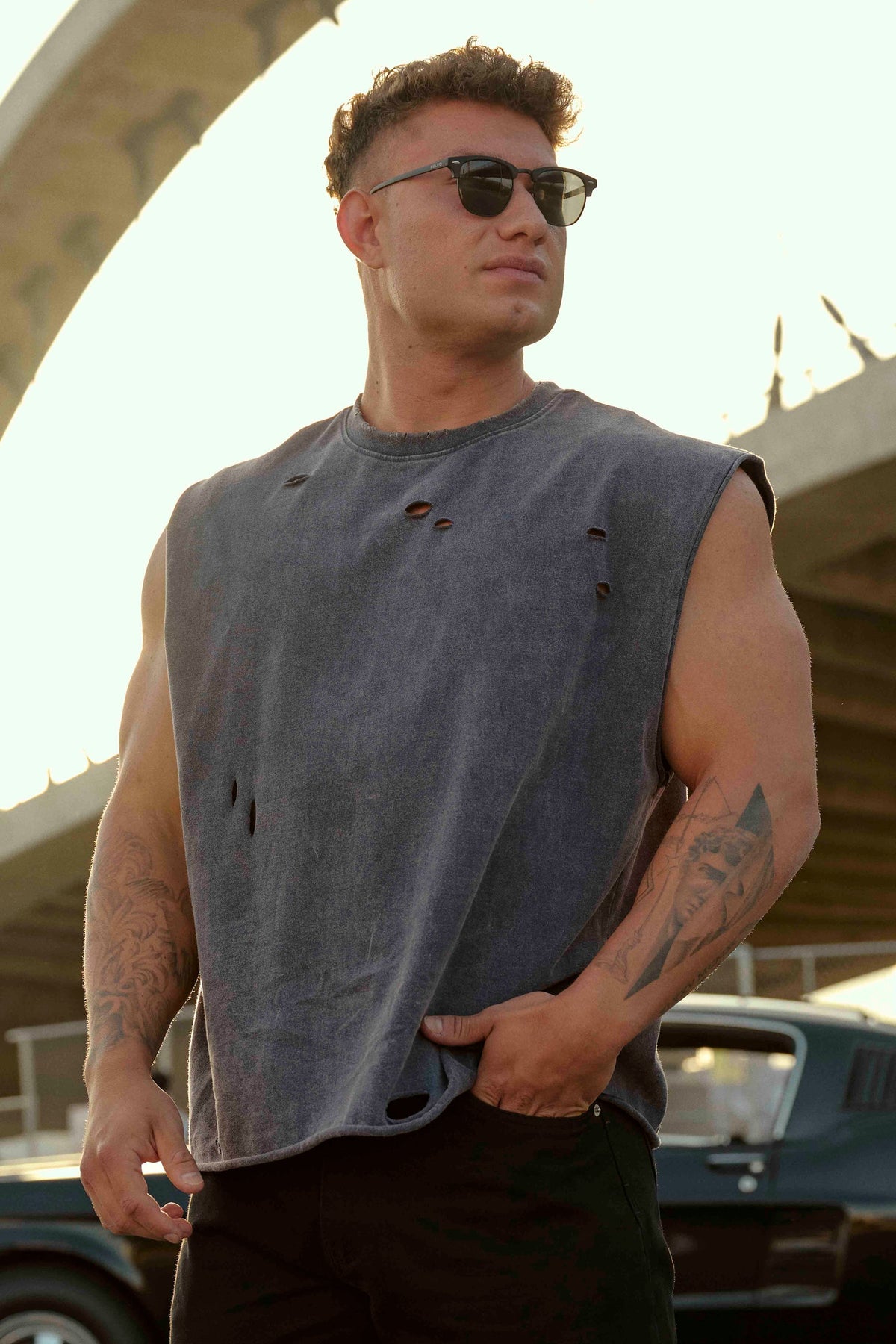 3022 - Anarchy Cropped Tanks - Grey Wash