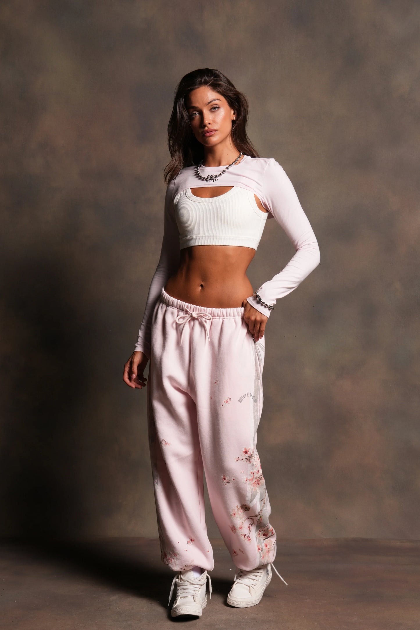 DSHE-0069 Iron Sakura Lightweight Lounger Sweat Pants in Blush Pink