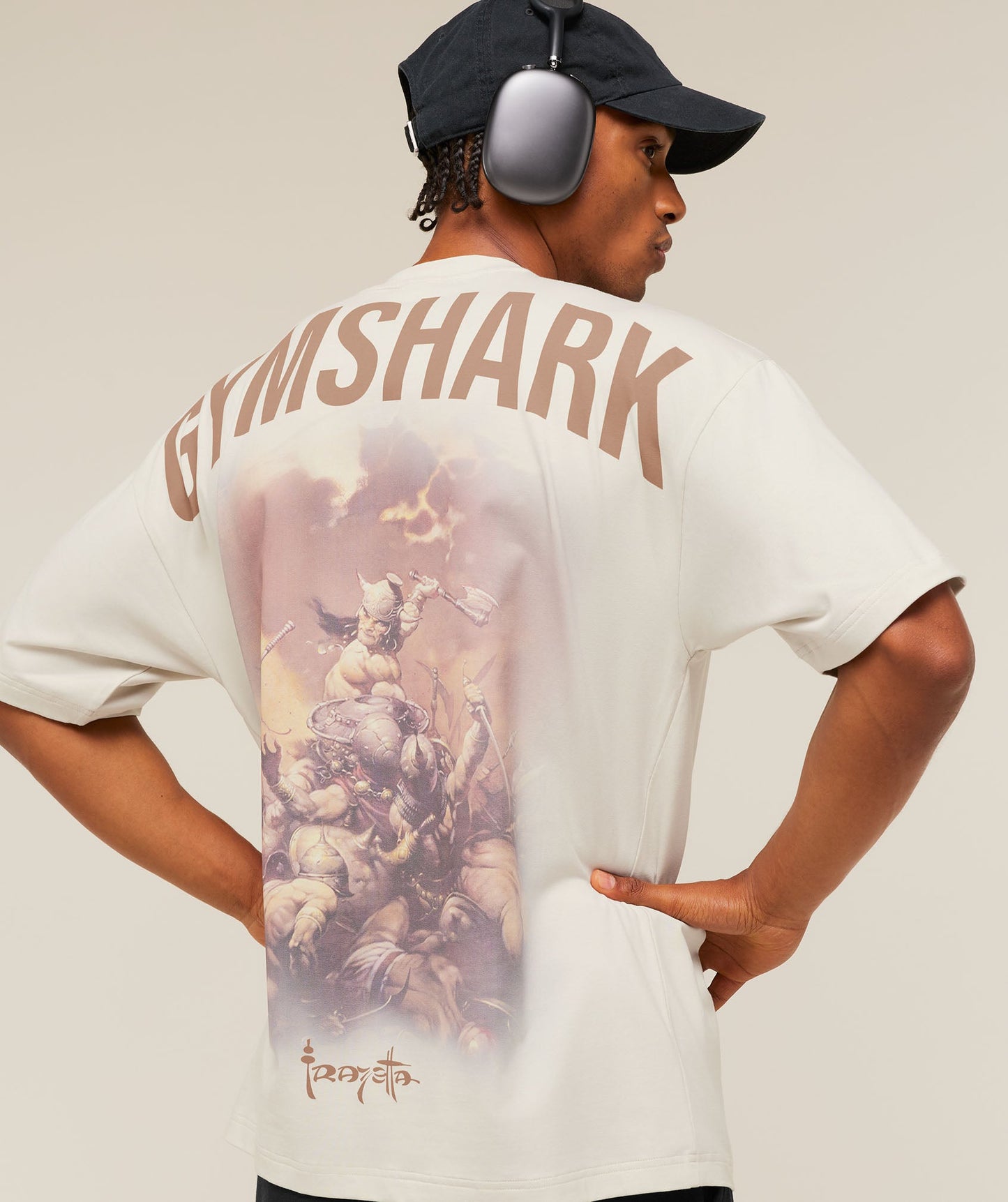 GS-0044 Gymshark GS x Frazetta Power T-Shirt - Tinted White