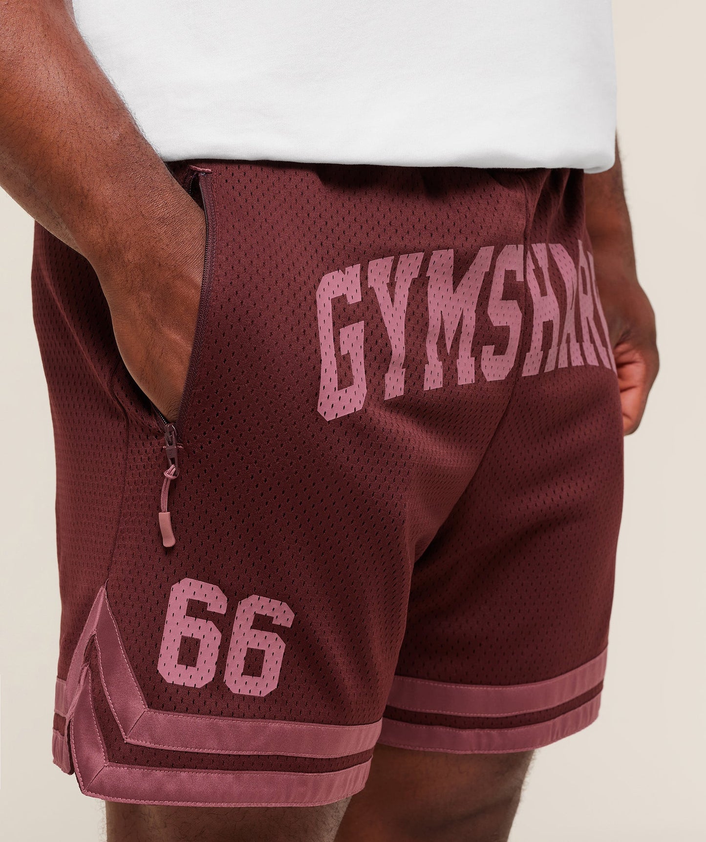 GS-0089 Varsity Mesh Shorts - Rich Maroon/Reset Pink