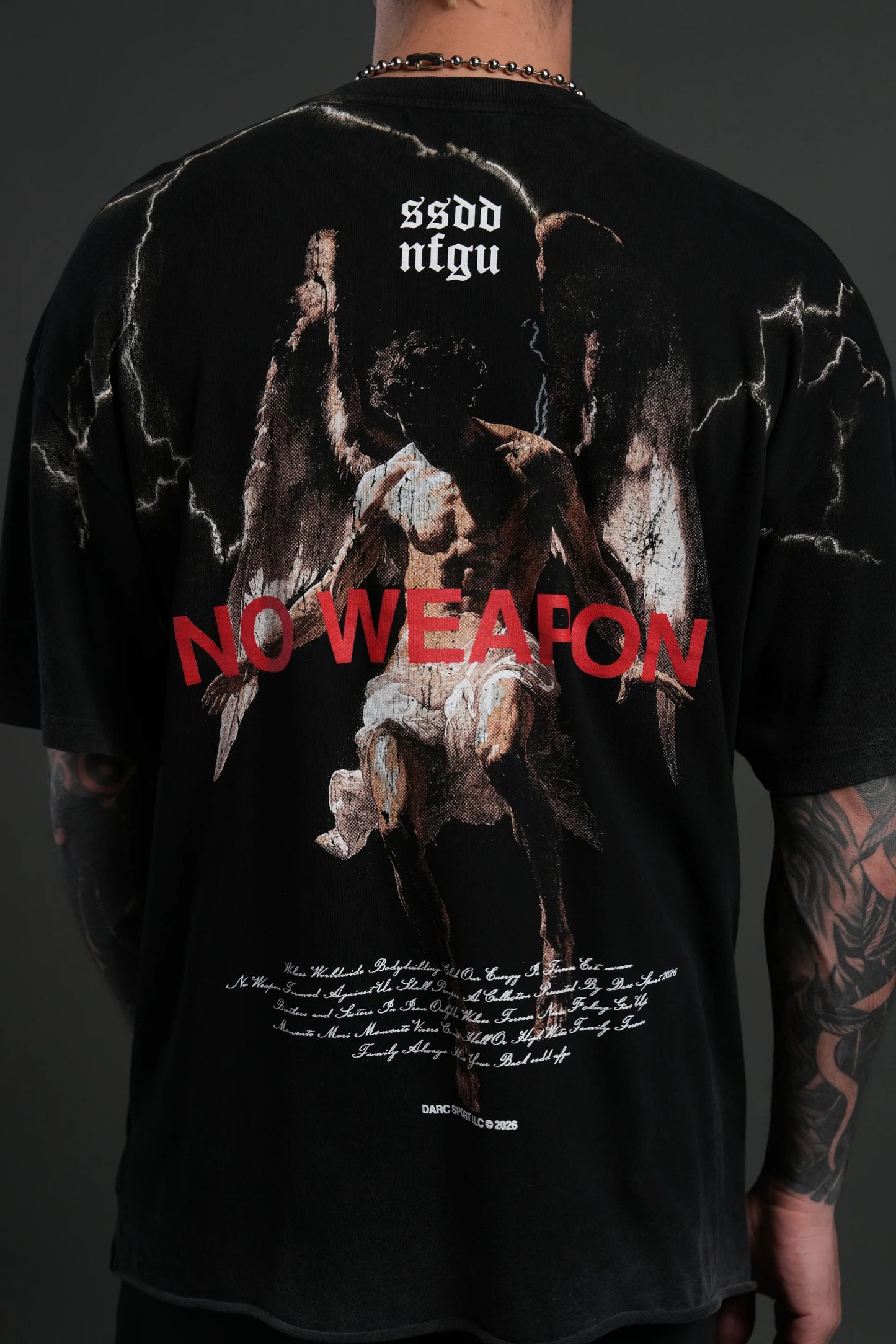 DS-0189 Fallen Angel Raw Hem Premium Oversized Tee in Black