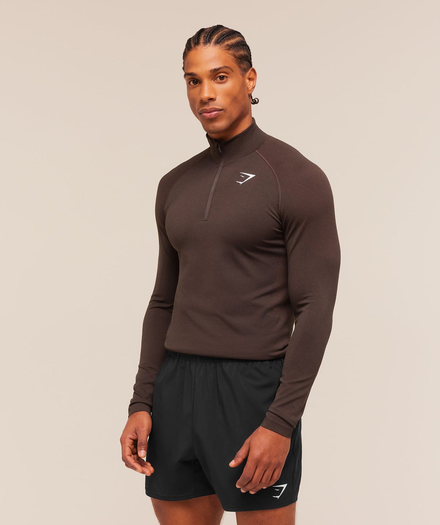 GS-0003 Vital Seamless 1/4 Zip - Walnut Brown/Espresso Brown