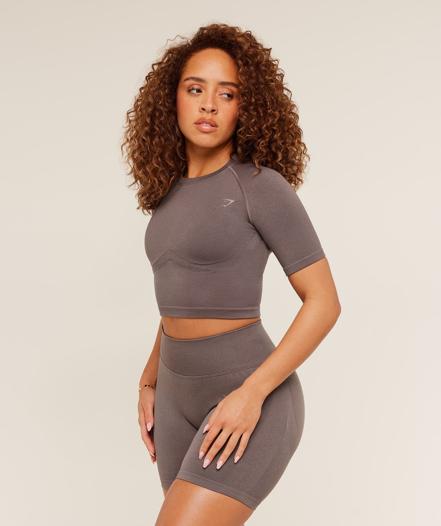 GSW-0083 Lift Seamless Short Sleeve Top - Cool Brown
