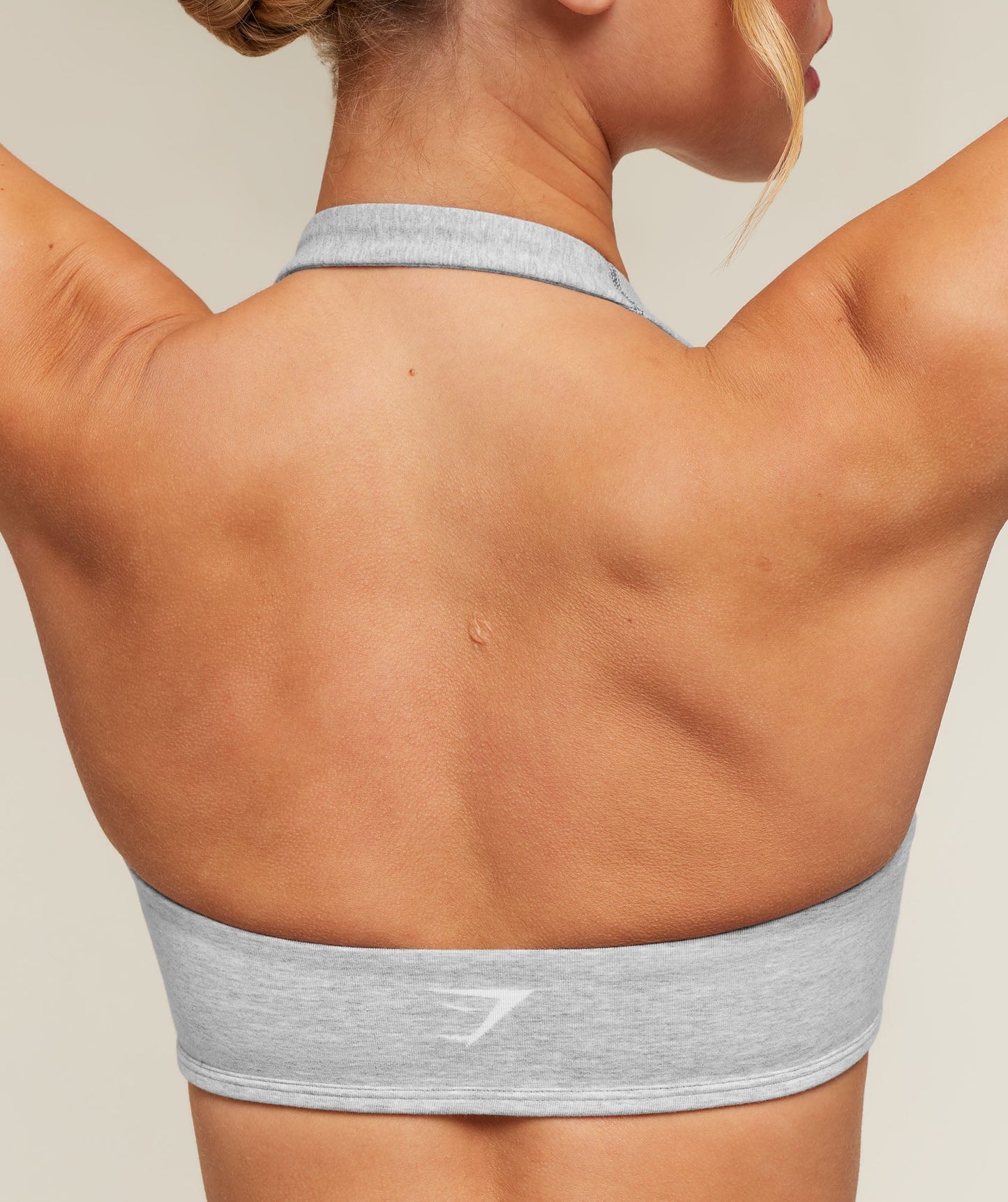 GSW-0077 CottonMove™ Halterneck Sports Bra - Soft Grey Marl