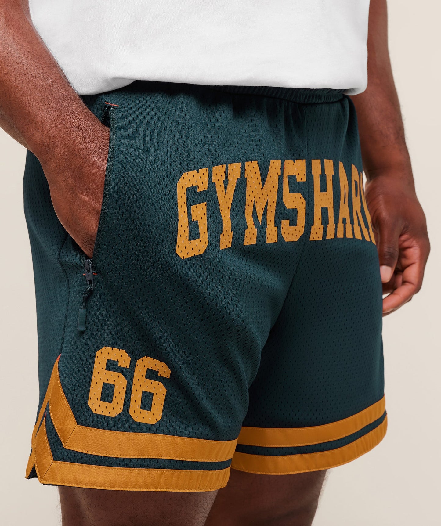 GS-0089 Varsity Mesh Shorts - Deep Petrol Blue/Antique Gold