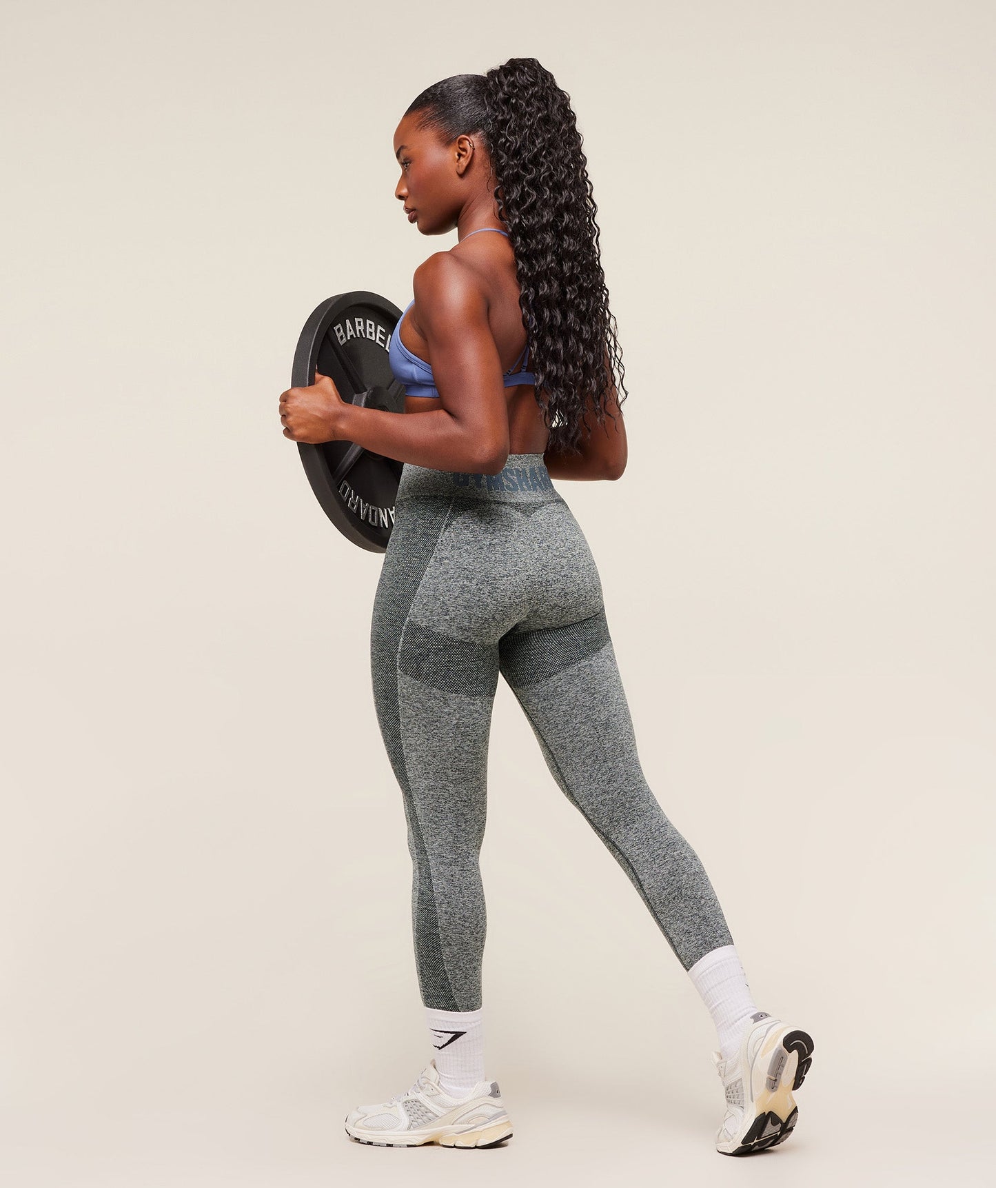 GSW-0141 Flex High Waisted Leggings - Deep Petrol Blue/White Marl
