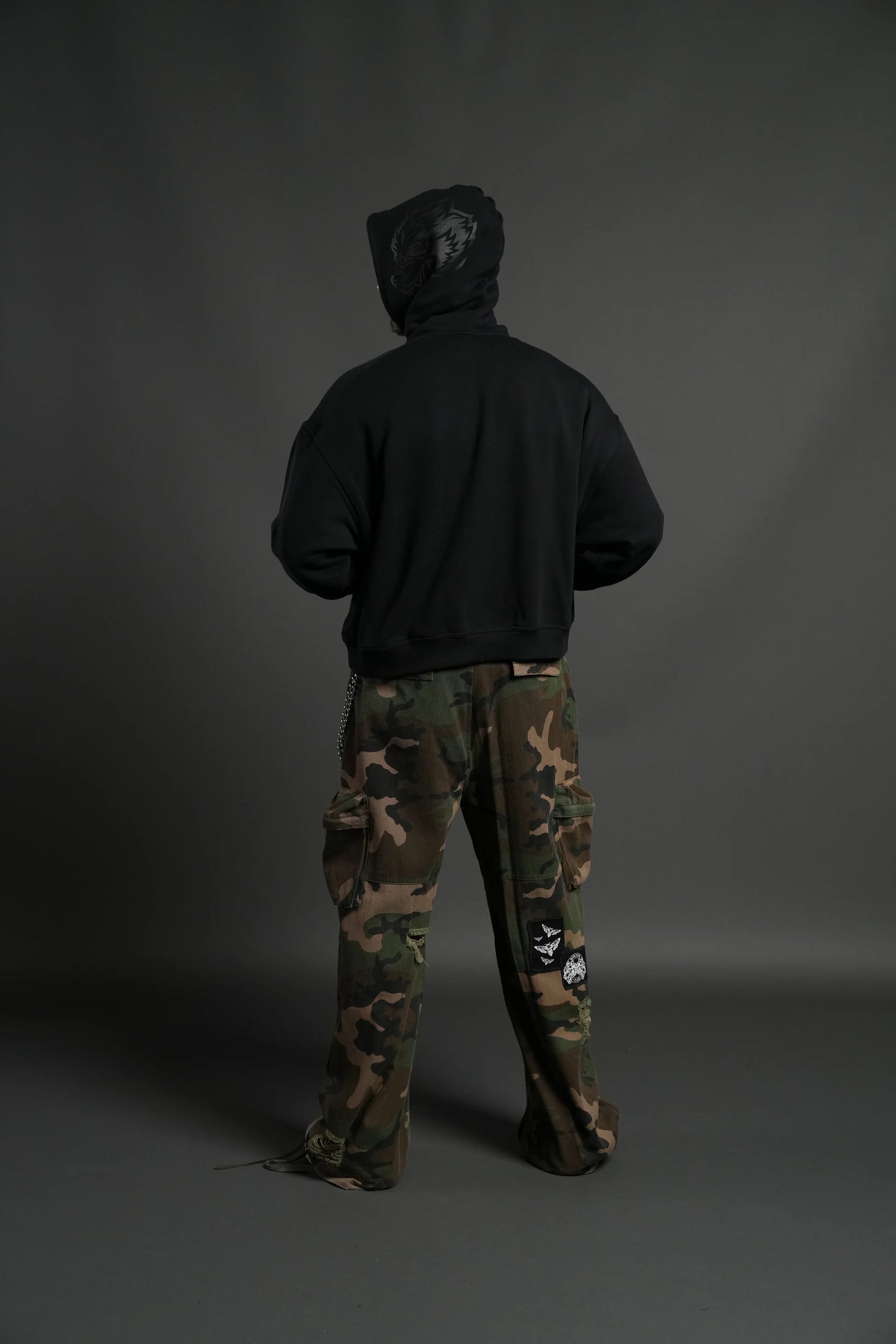 DS-0192 Inner Wolf Vex Double Zip Hoodie in Black
