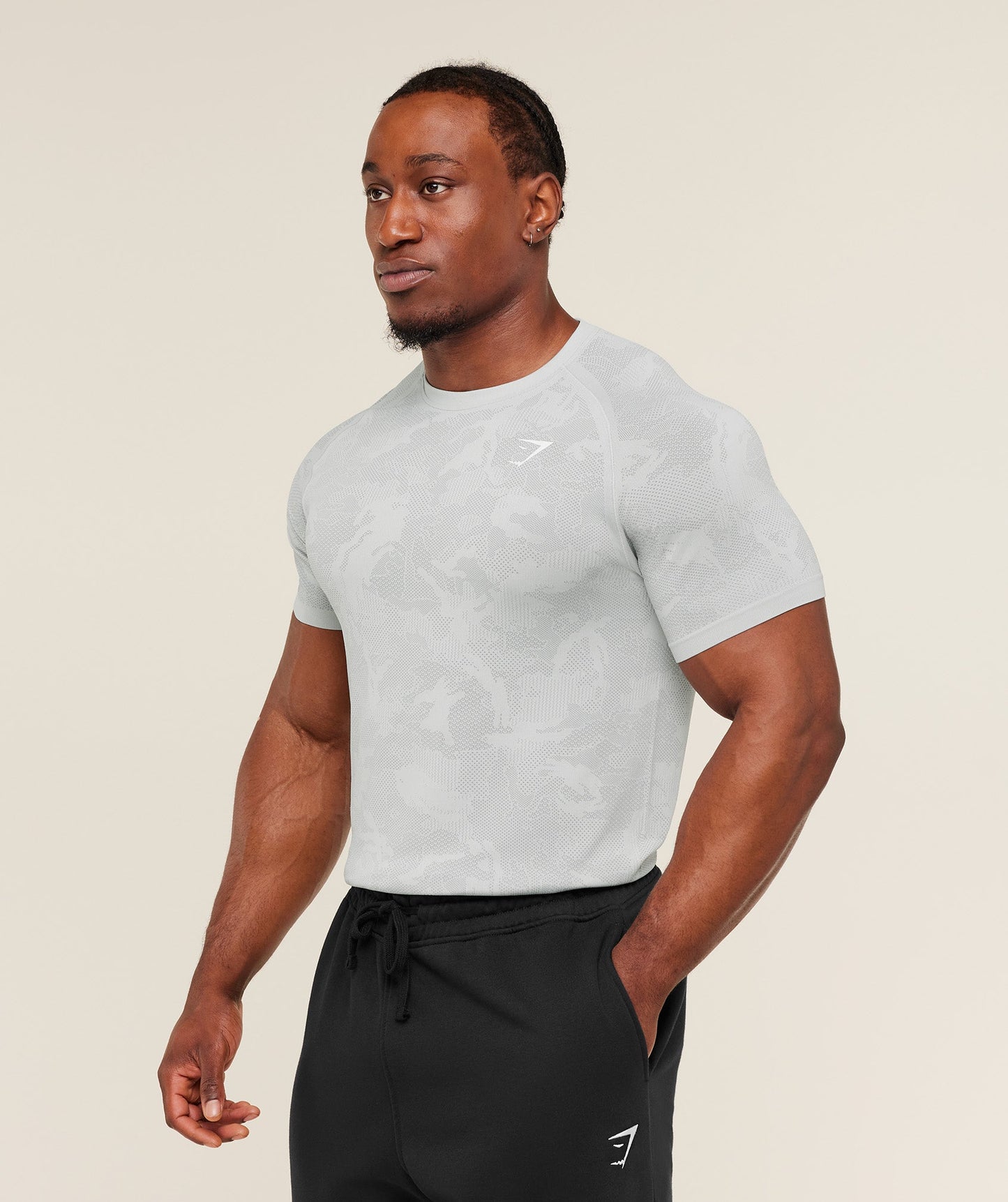 GS-0011 Geo Seamless T-Shirt - Light Grey/Smokey Grey