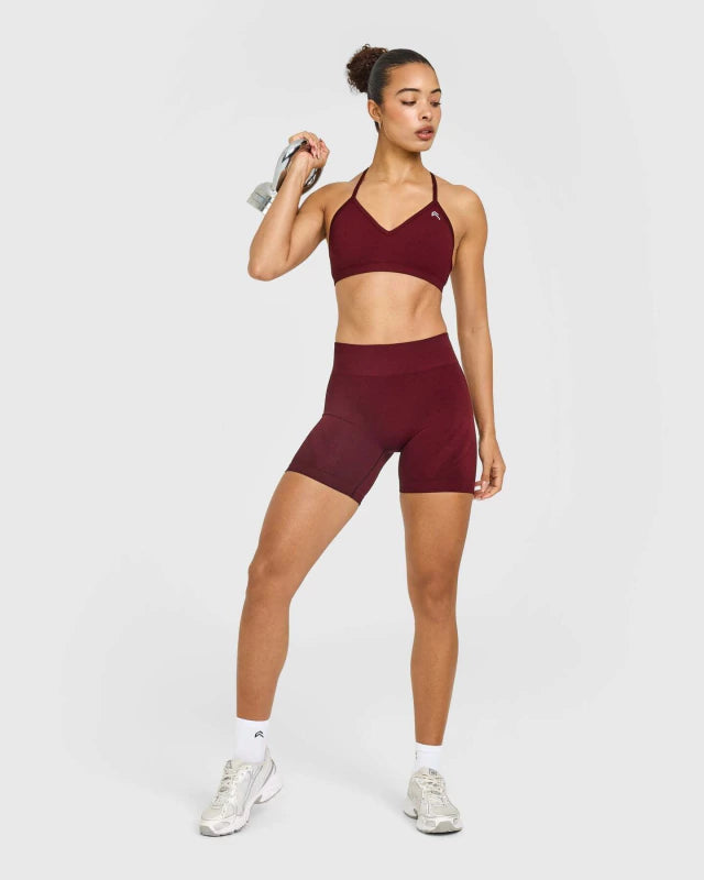 EnhanceLift™ Seamless Shorts with White Logo - Rosewood