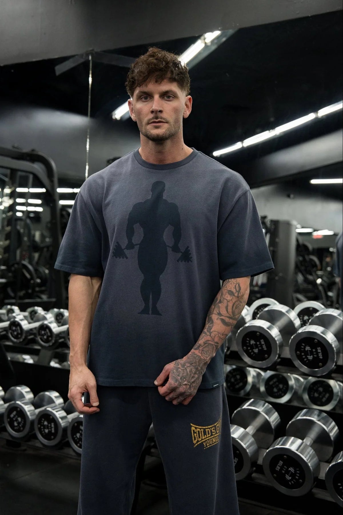 4285 - GOLD'S IRON LEGACY SHADOW TEES - NAVY WASH