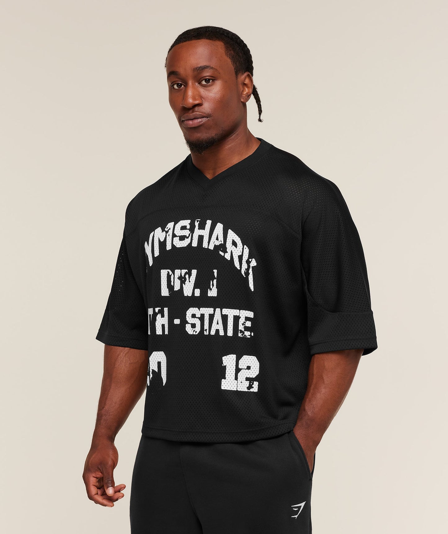 GS-0136 Graphic Mesh Oversized T-Shirt - Black