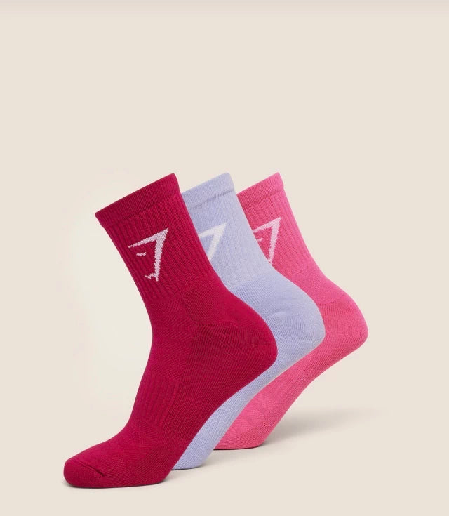 GSA-0002 Midi 3pk Socks - Build Pink/Energy Pink/Peri Blue