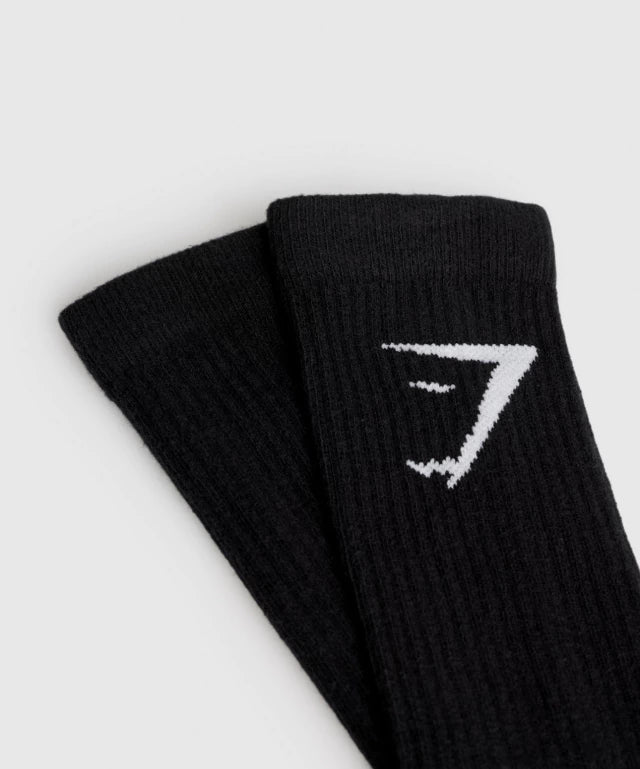 GYMSHARK Crew Socks 3PK Black