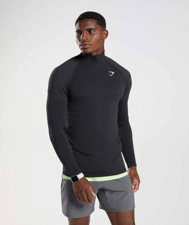 GS-0003 Vital Seamless 1/4 Zip Black/Silhouette Grey