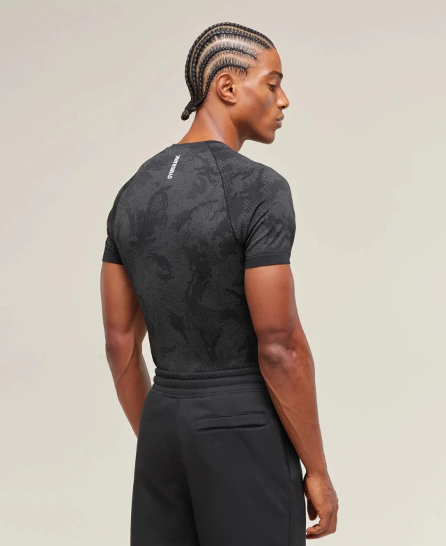 GS-0011 GEO SEAMLESS T-SHIRT Black Charcoal Grey