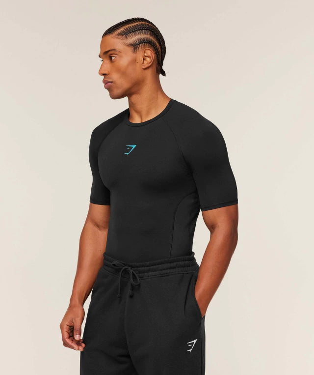 GS-0027 Element Baselayer T-Shirt - Black/Brand Blue