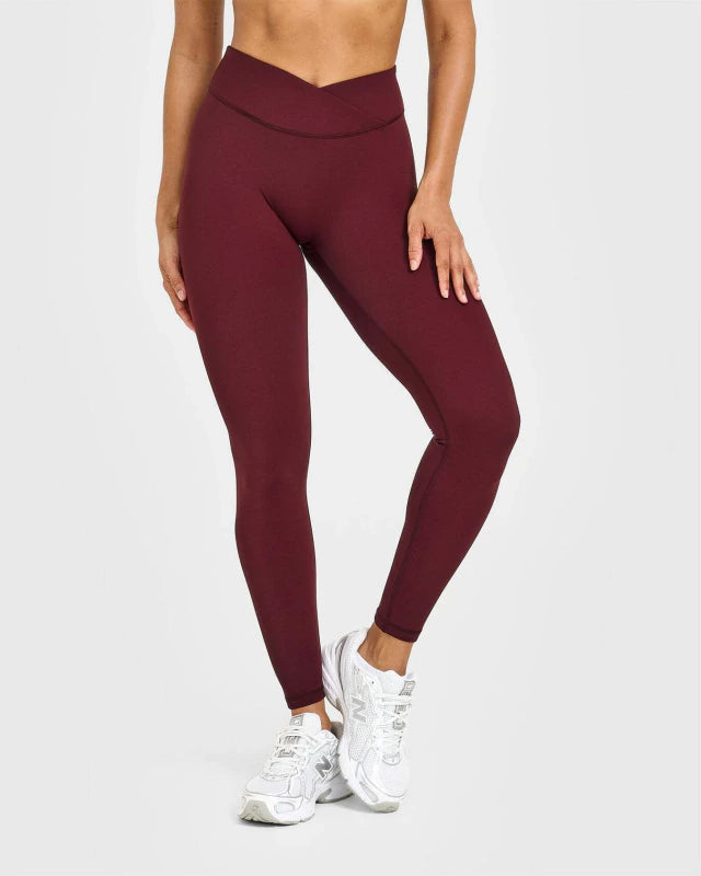 Unified Wrap Leggings White Logo Rosewood
