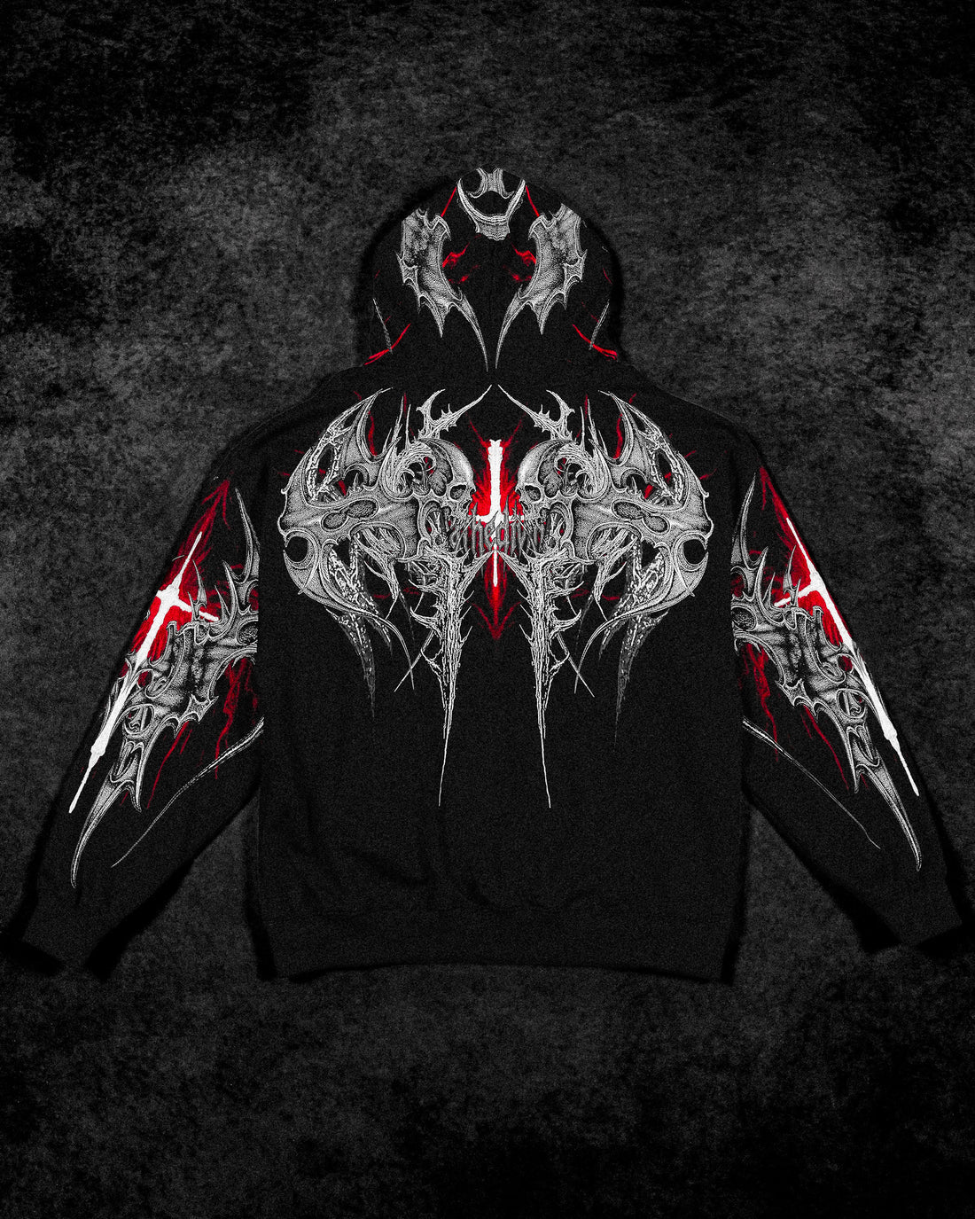BD-0068 Death Blight Oversized Zip-Up Hoodie [HEAVENLY RED]