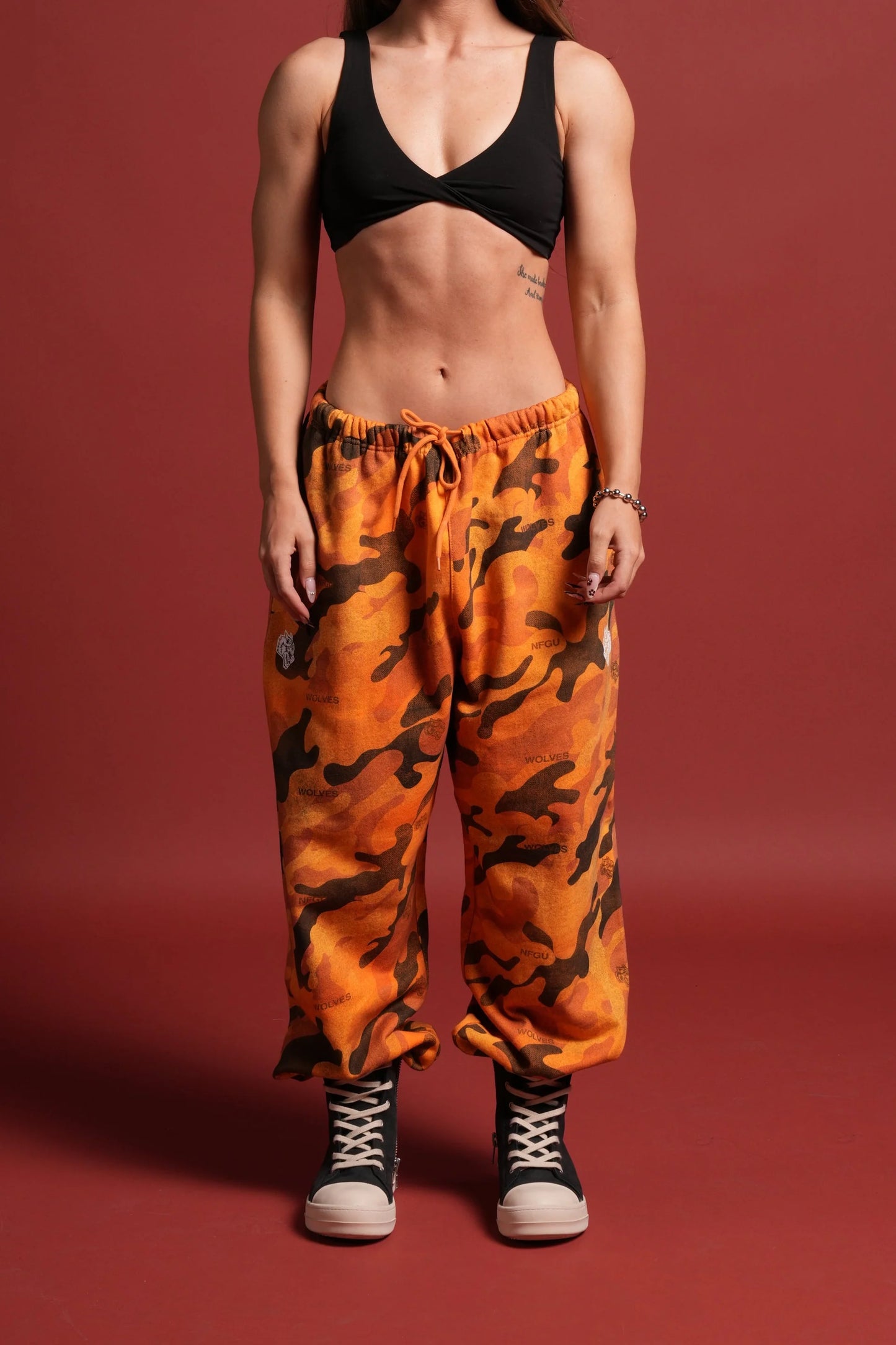 DS/VD-0084 Dual Wolf Unisex Lounger Sweat Pants in DSVD Orange Camo