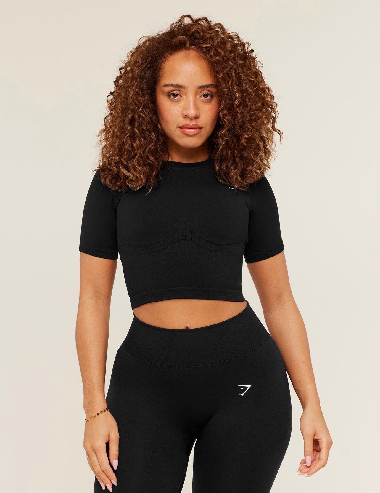 GSW-0083 Lift Seamless Short Sleeve Top - Black Marl