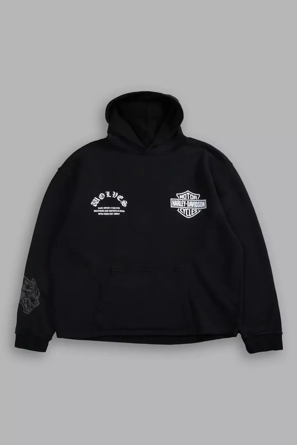 DS/HAR-0065 Iron Lighting “Moaty” Hoodie in Black Drift Wash