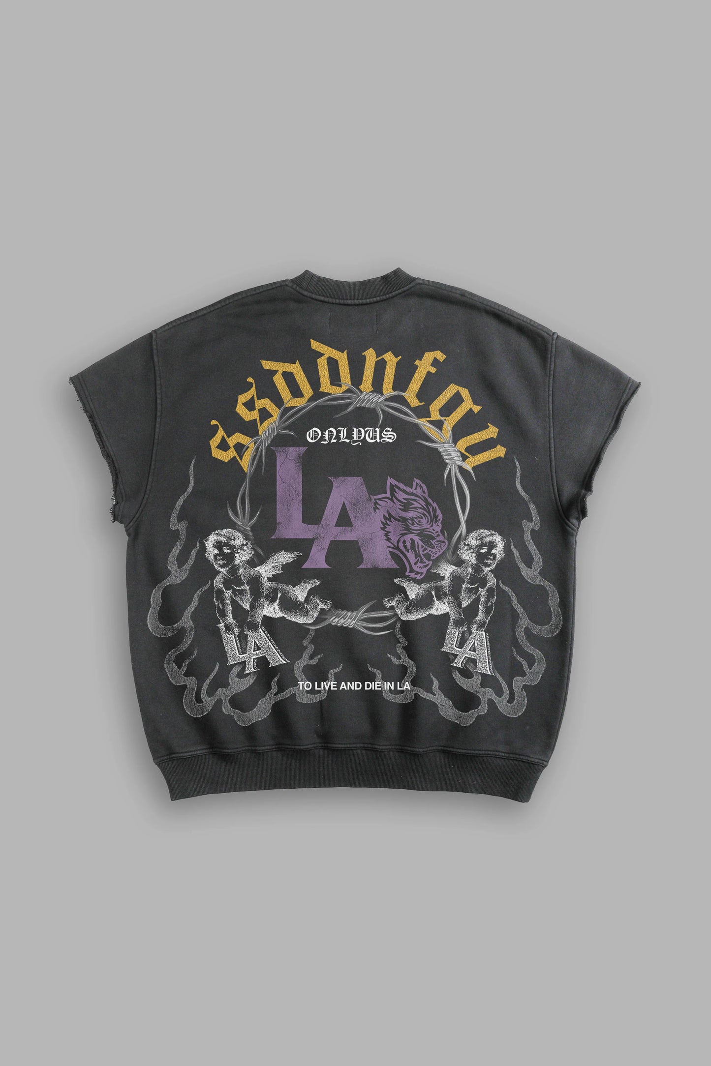DS-0179 LA Heritage Cap Sleeve London Crewneck in Wolf Gray