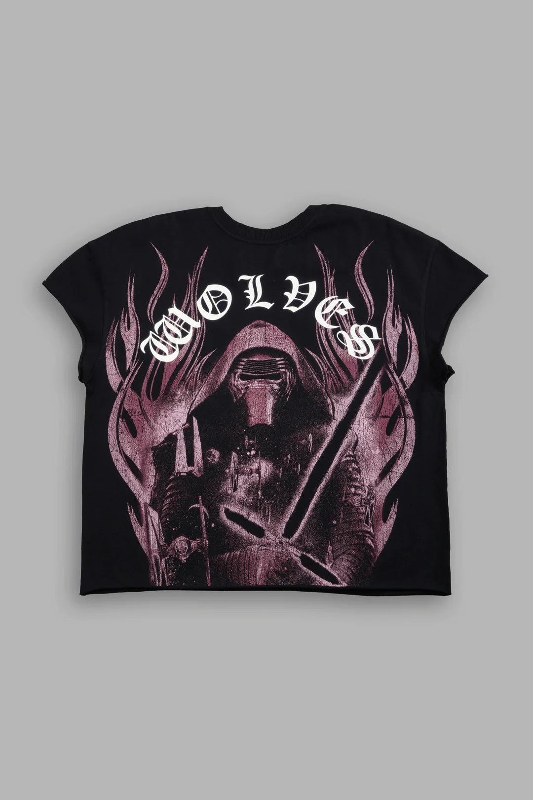 DS/SW-0173 Crossguard’s Fury Grunge Mid Length Raw Hem Cap Sleeve Tee in Black