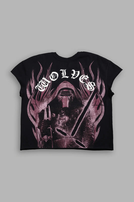 DS/SW-0173 Crossguard’s Fury Grunge Mid Length Raw Hem Cap Sleeve Tee in Black