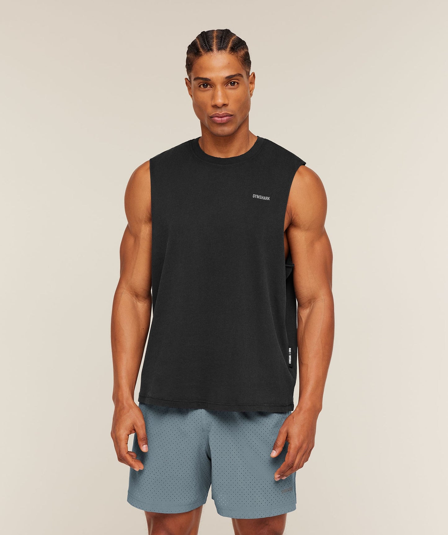 GS-0100 Gymshark x CBUM Washed Sleeveless T-Shirt - Black