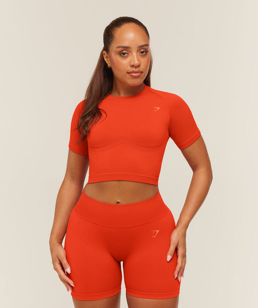 GSW-0151 - Lift Seamless Short Sleeve Top - Bold Orange