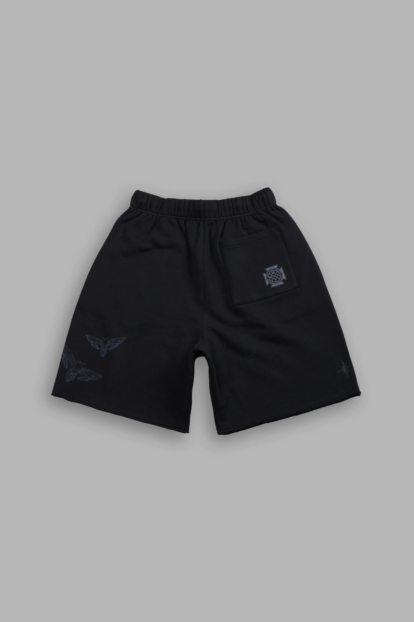 DS-0207 Homage to La Raw Hem Oversized Post Lounge Sweat Shorts in Black