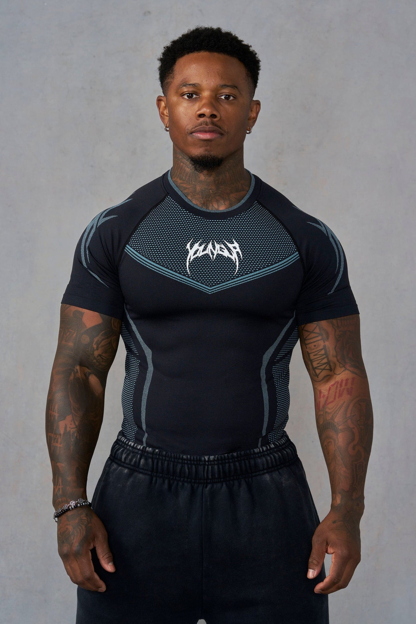 4065 - Warrior X Compression Tees - Black/Blue