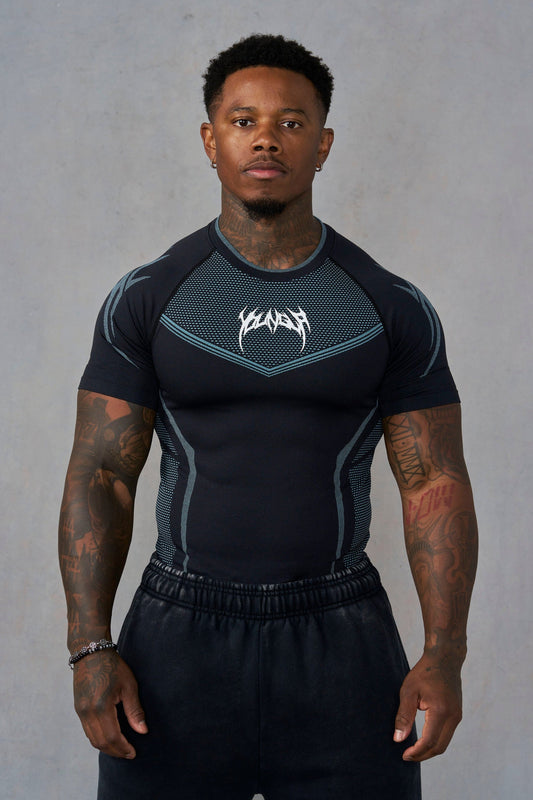 4065 - Warrior X Compression Tees - Black/Blue