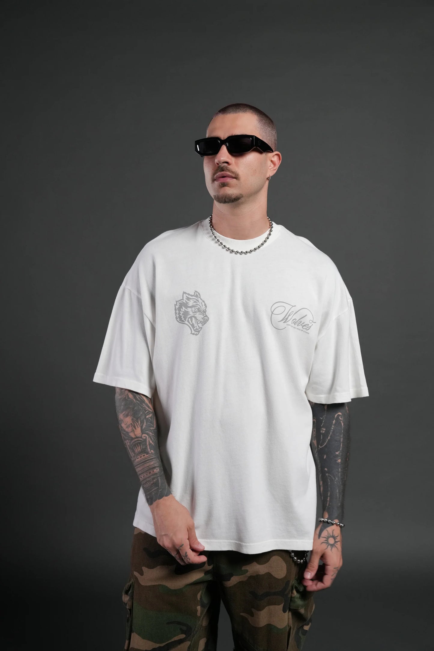 DS-0096 Nocturne Bloom Premium Oversized Tee in Cream