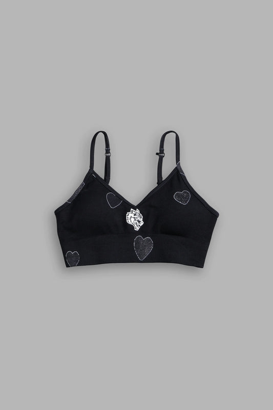 DSHE-0061 Her Energy “Everson” Seamless Sports Bra in Heart Candy Black