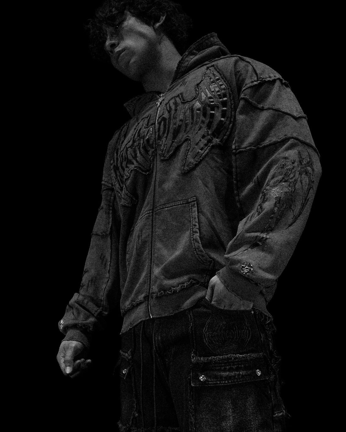 BD-0095 Ruined Oversized Zip-up Hoodie [VINTAGE WASHED]