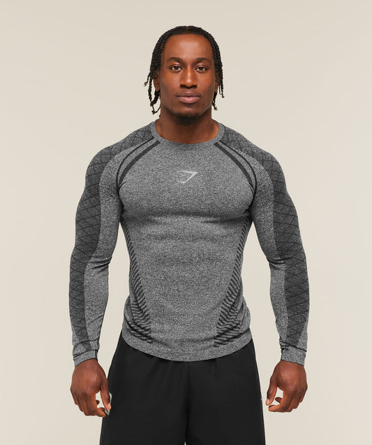 GS-0137 Devant Seamless Long Sleeve T-Shirt - Black