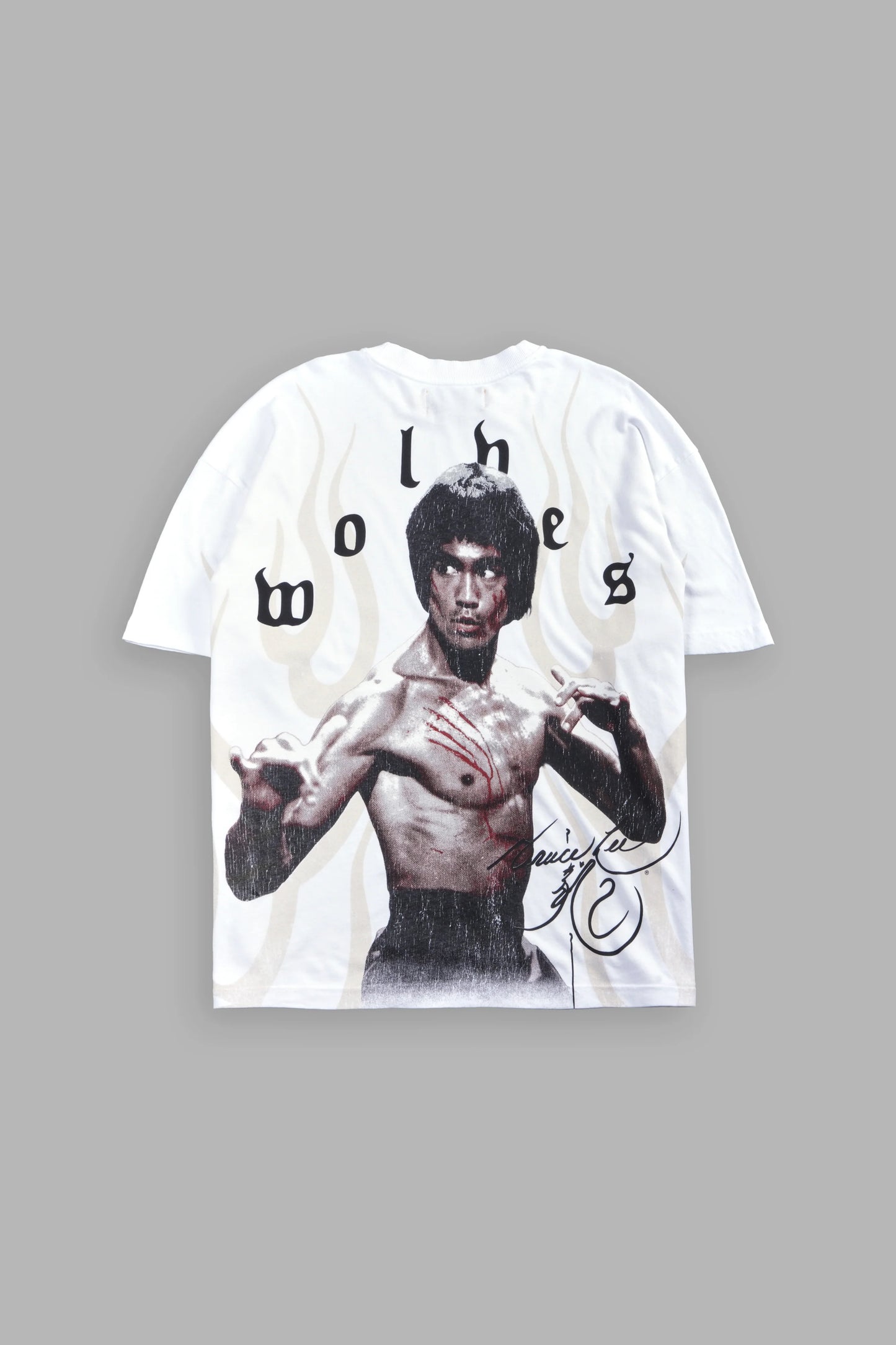 DS-0313 BRUCE LEE FLAME PREMIUM OVERSIZED TEE IN WHITE