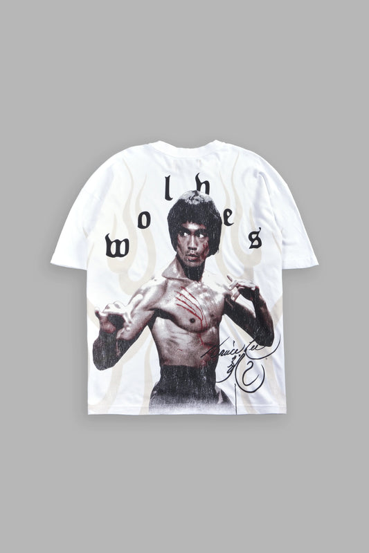 DS-0313 BRUCE LEE FLAME PREMIUM OVERSIZED TEE IN WHITE
