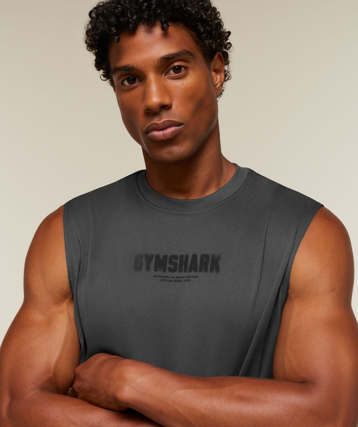 GS-0144 Motion Blur Graphic Tank - Onyx Grey