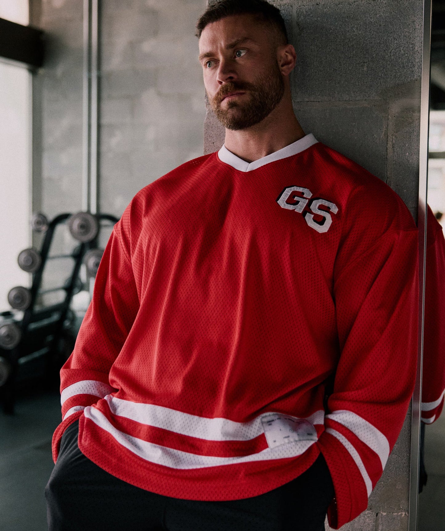 GS-0099 Gymshark x CBUM Hockey Jersey - Crimson Red