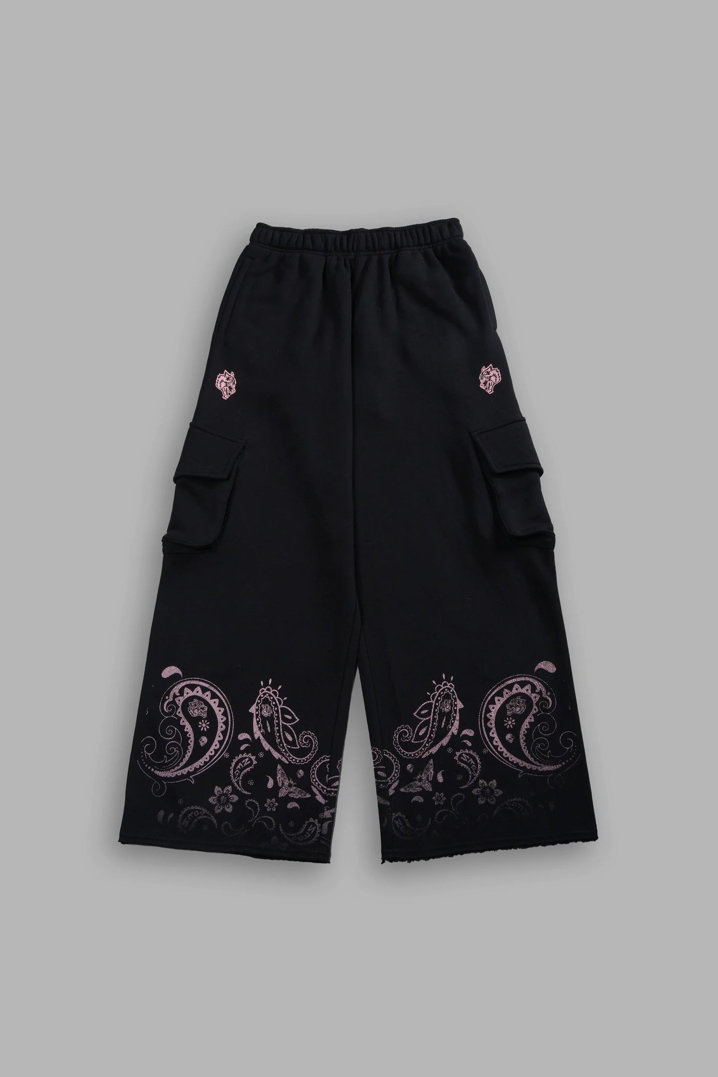 DSHE-0057 Faded Paisley Durst Cargo Sweats in Black
