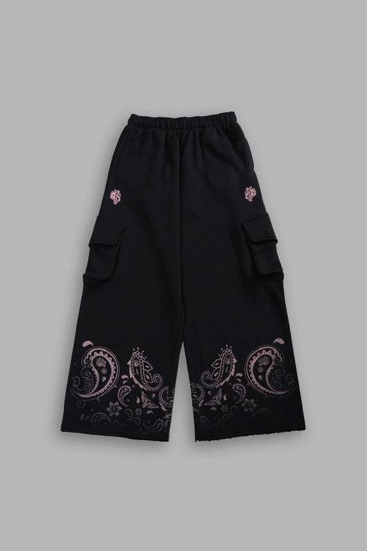 DSHE-0057 Faded Paisley Durst Cargo Sweats in Black