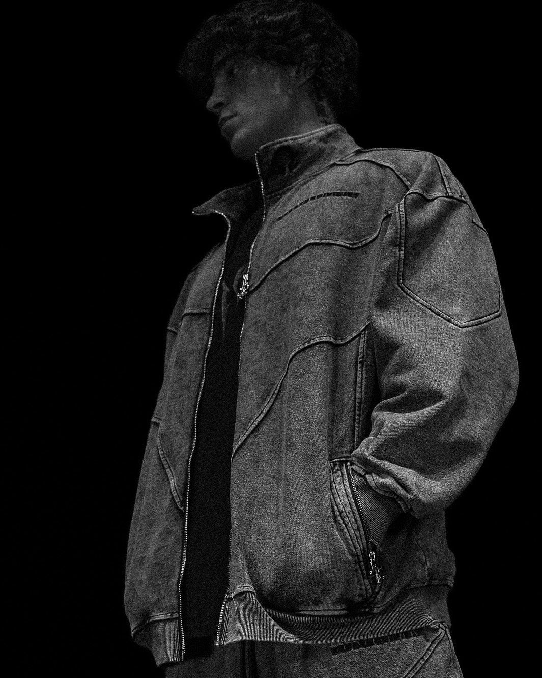 BD-0083 Deconstructed Oversized cut & sew panel full zip jacket [VINTAGE]