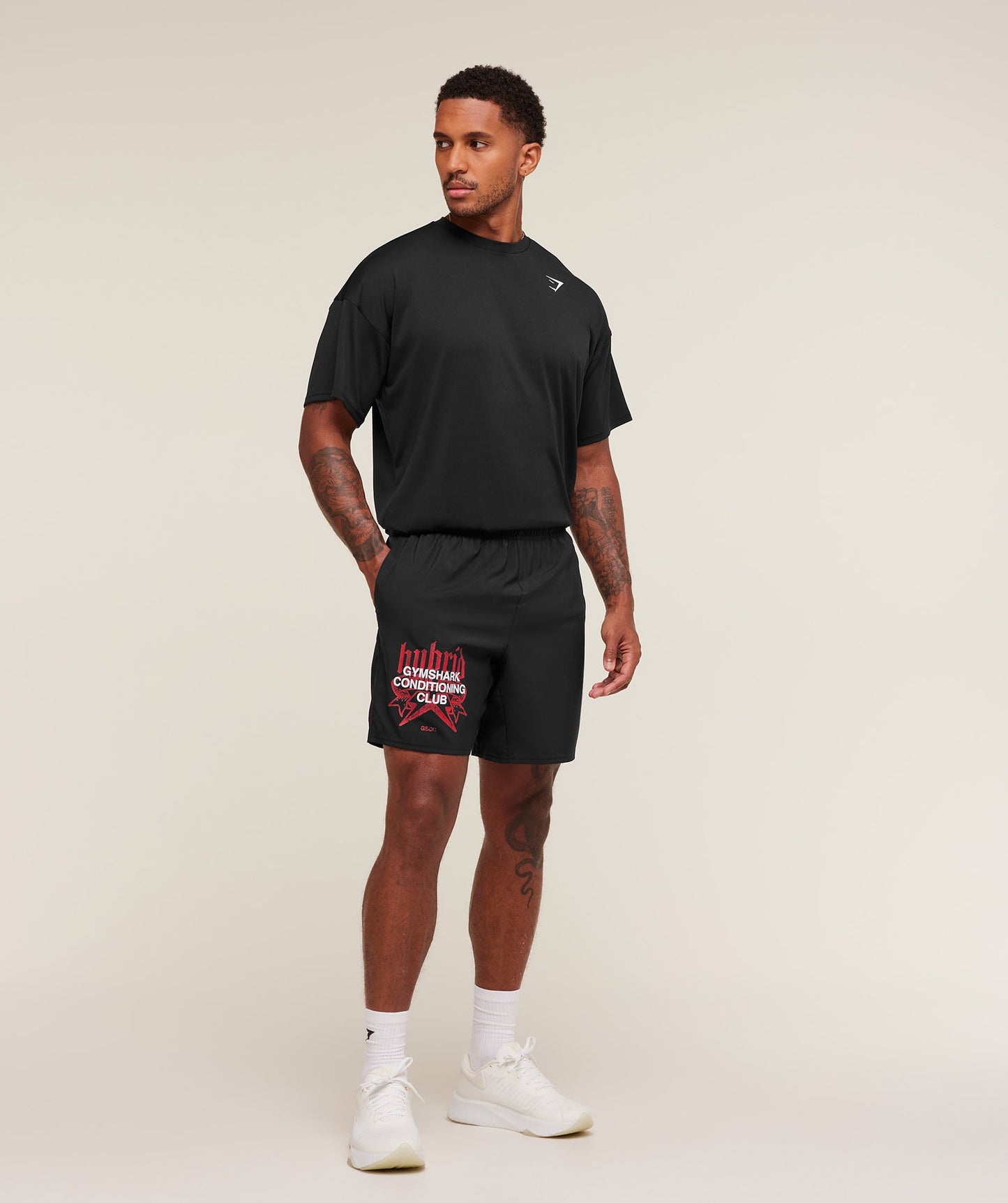 GS-0097 Hybrid Graphic 7" Shorts - Black