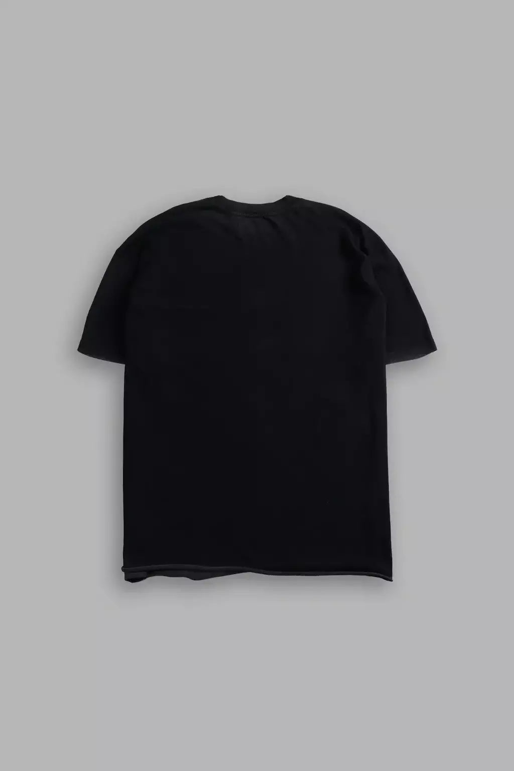 DS/HAR-0056 Iron Fire Raw Hem “Premium” Oversized Tee in Black