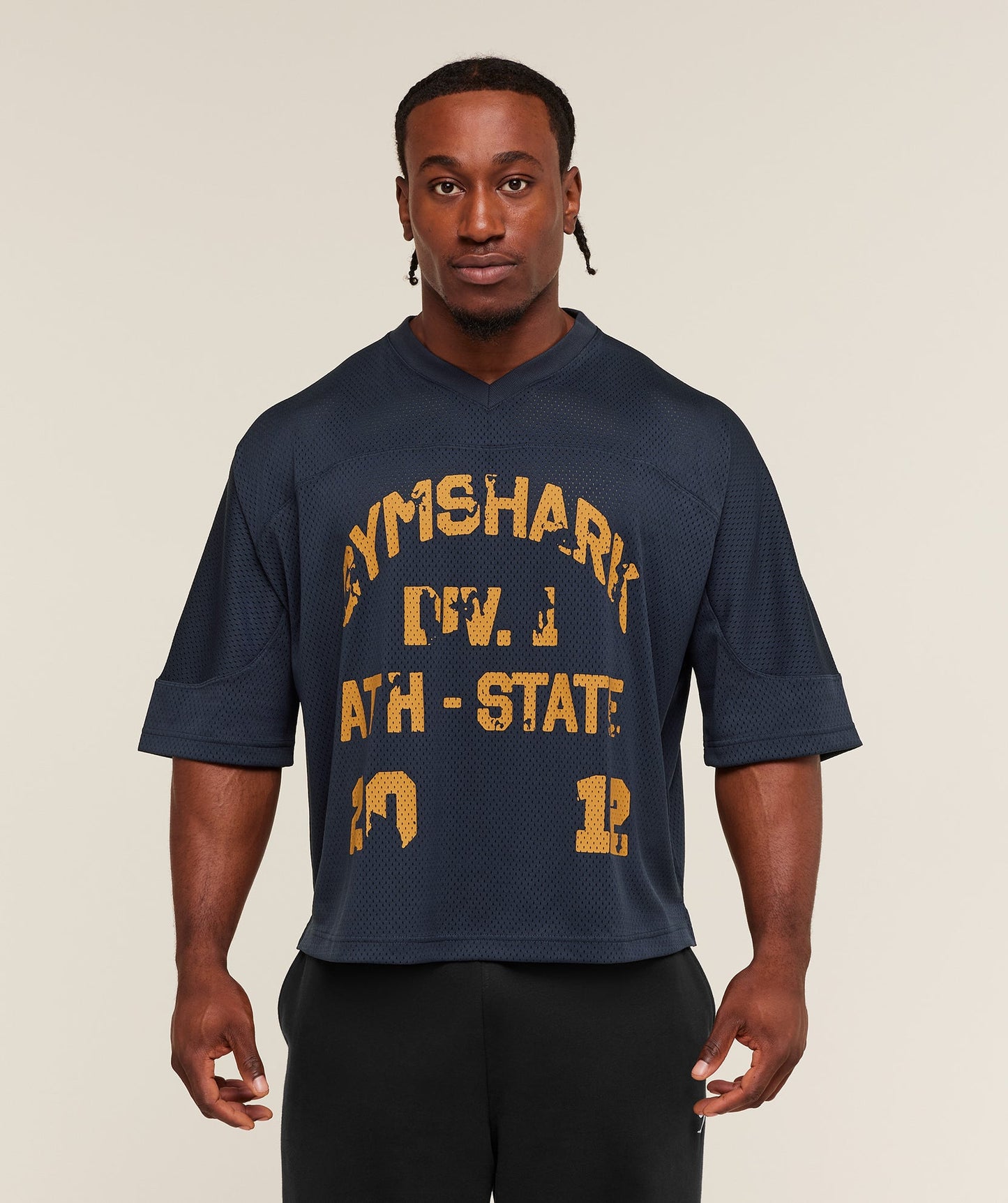 GS-0136 Graphic Mesh Oversized T-Shirt - Heavy Blue
